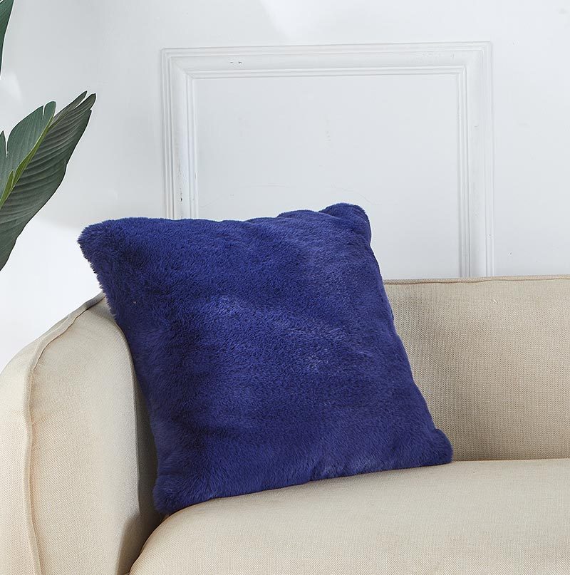 Blue Luxury Chinchilla Faux Fur Pillow