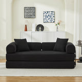 Folding Sofa Bed with Corduroy Upholstery and 2 Pillows