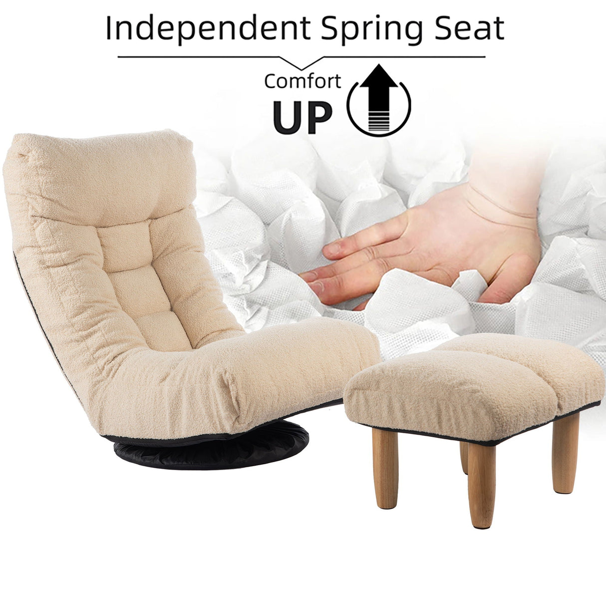 Adjustable Japanese Reclining Floor Chair Sofa With Metal Frame For Living Room