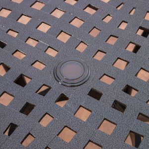 Tranquilius - Outdoor Round Dining Table With Lattice Tabletop, Umbrella Hole And Curved Legs