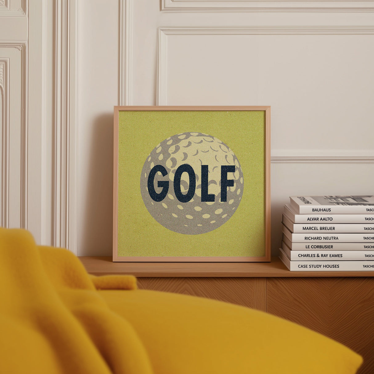 Retro Golf Ball Art Print Lemon Yellow