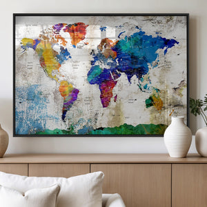 World Map Canvas Print – Framed Travel Map Wall Art for