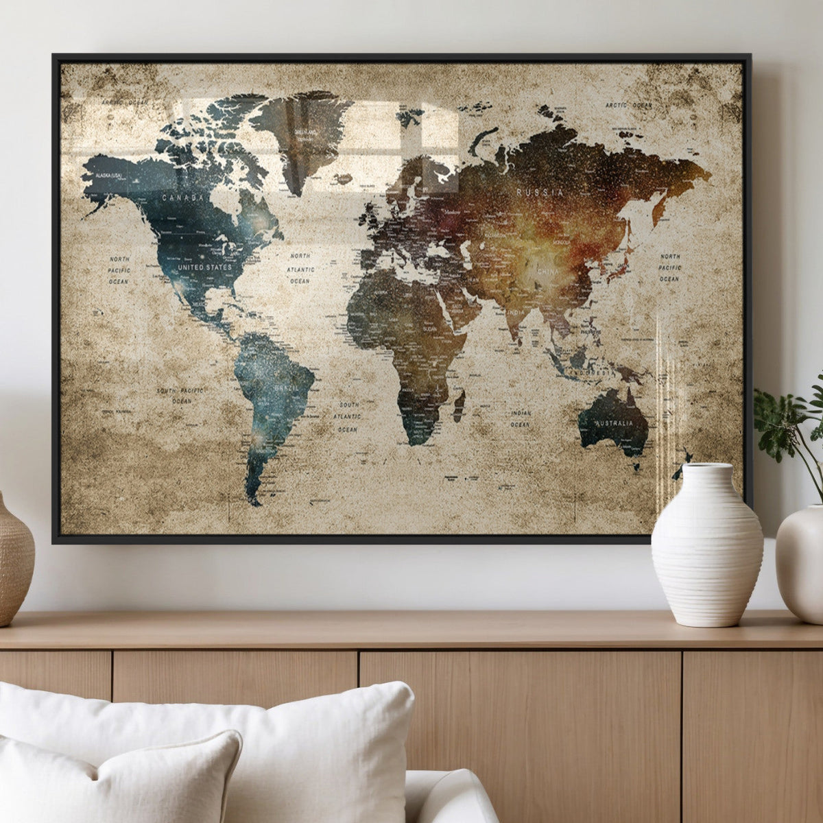 World Map Canvas Print – Detailed Map of the World Wall Art
