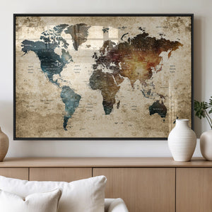 World Map Canvas Print – Detailed Map of the World Wall Art