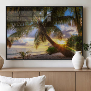 Tropical Island Sunset on the Beach Palms Wall Art Canvas