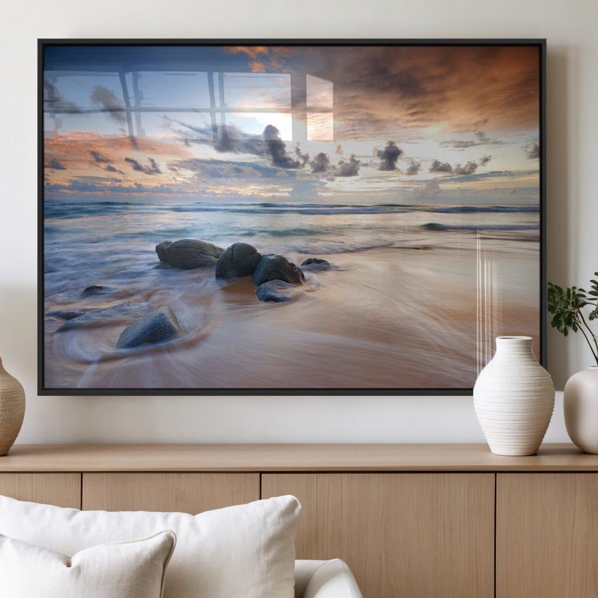 Serene Weather On The Beach Wall Art Canvas Print