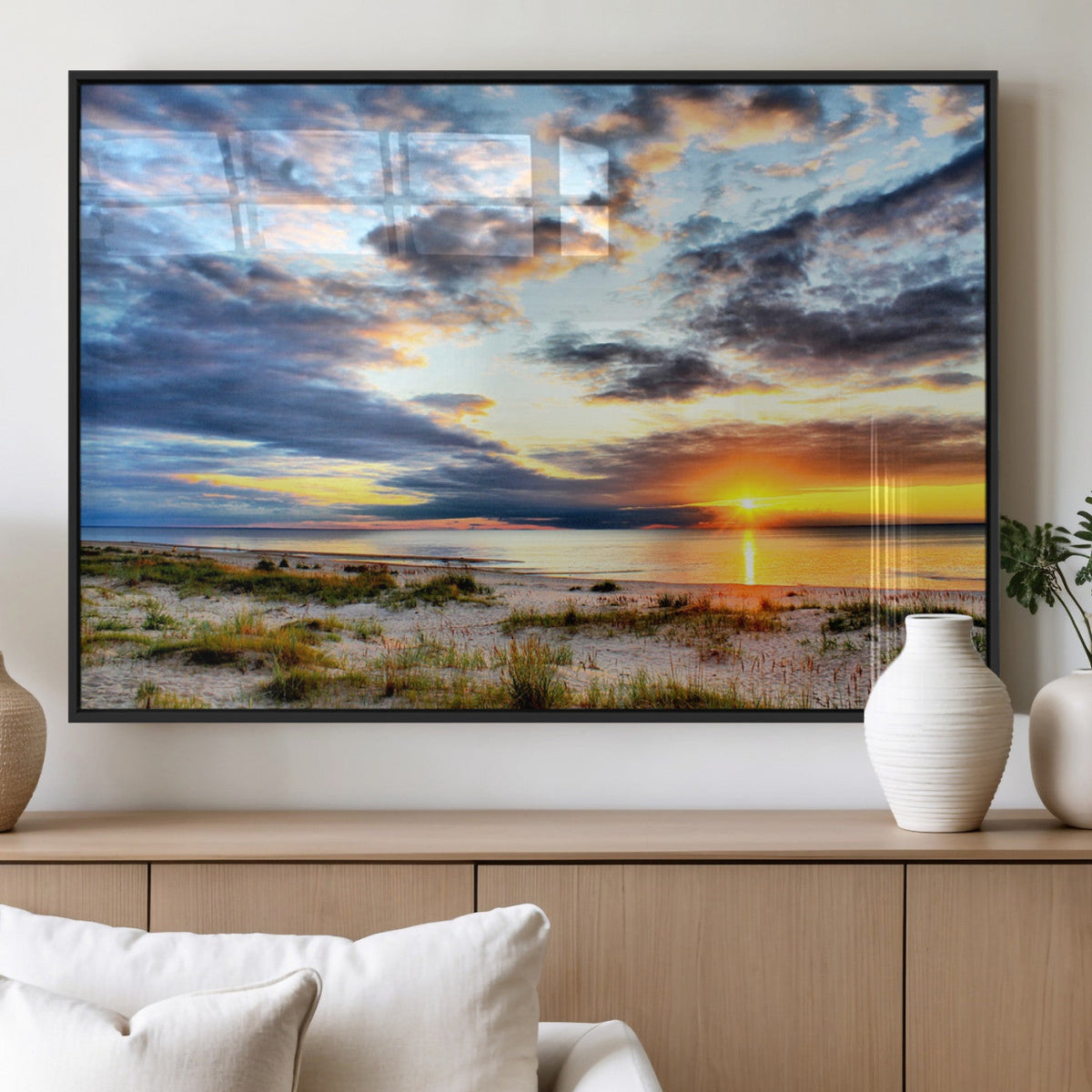 Sunset On The Ocean Wall Art Canvas Print