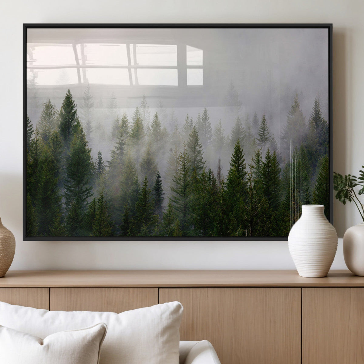 Forest Wall Art Canvas Print | Foggy Forest Wall Art | Pine