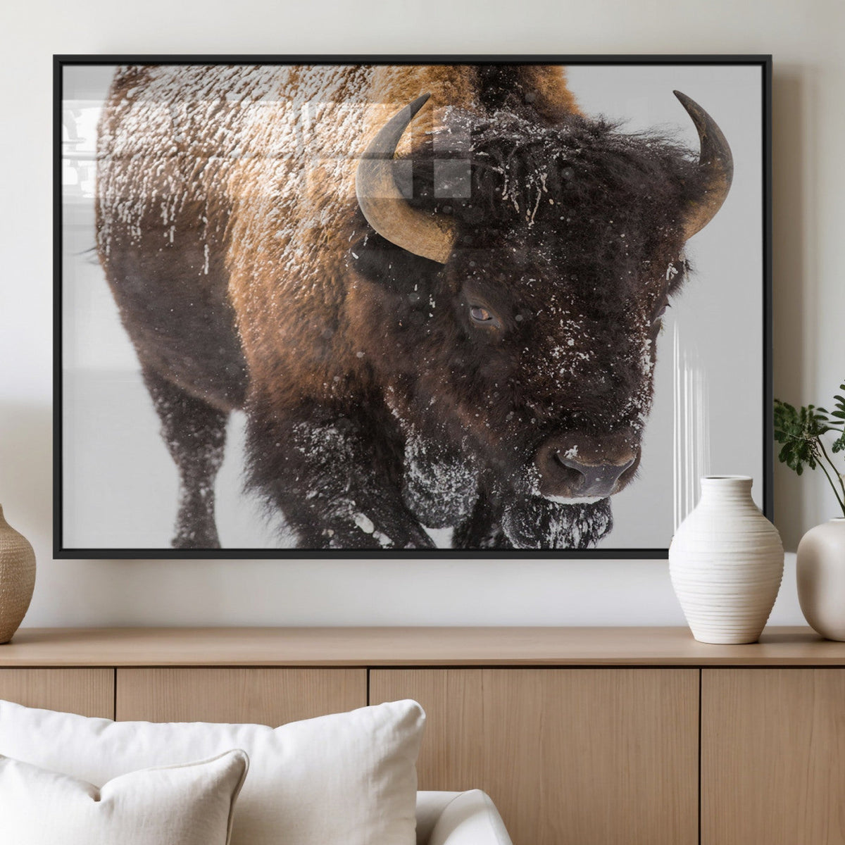 Bison Wall Art Canvas Print For Farmhouse, Wild Animal Wall