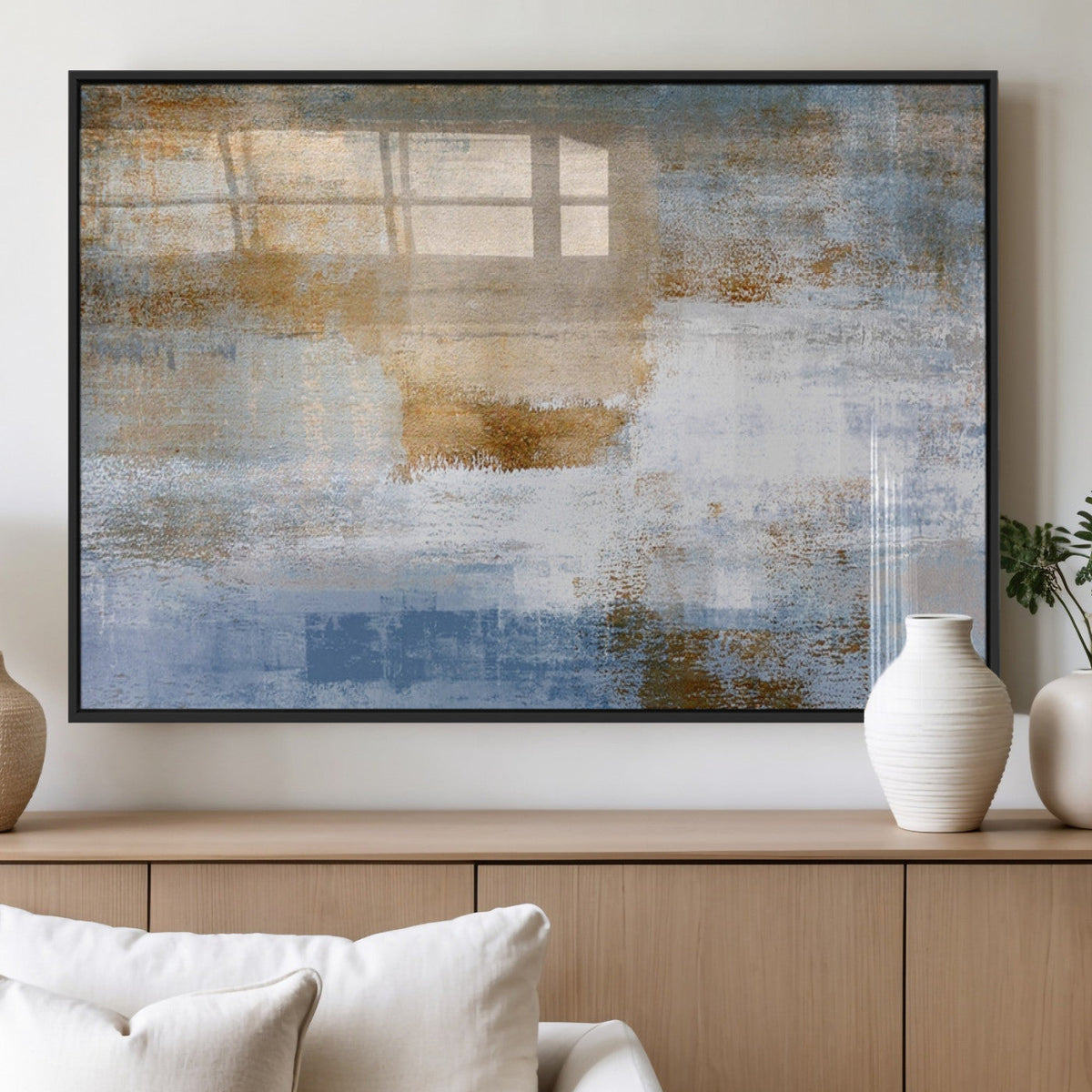 Blue Multi Panel Abstract Wall Art Canvas, Abstract Blue and