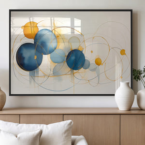 Geometric Blue Orange Abstract Wall Art Canvas, Geometric