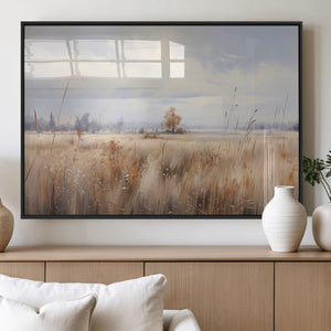 Golden Fields Wall Art Print Canvas – Serene Landscape of