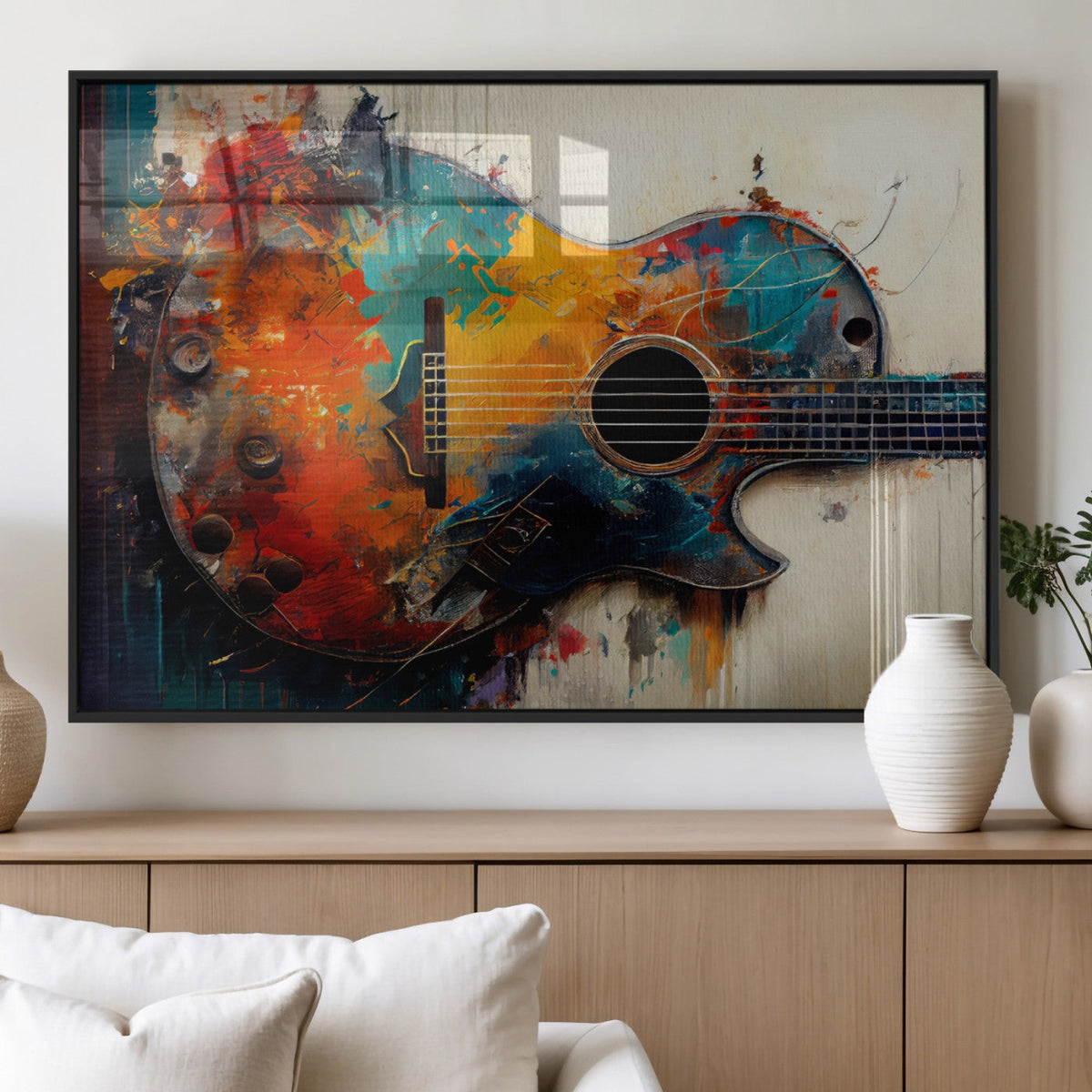Abstract Guitar Wall Art Canvas | Vibrant Music-Inspired Art