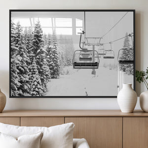 Ski Wall Art - Ski Lift Wall Art Canvas Print Snow Covered