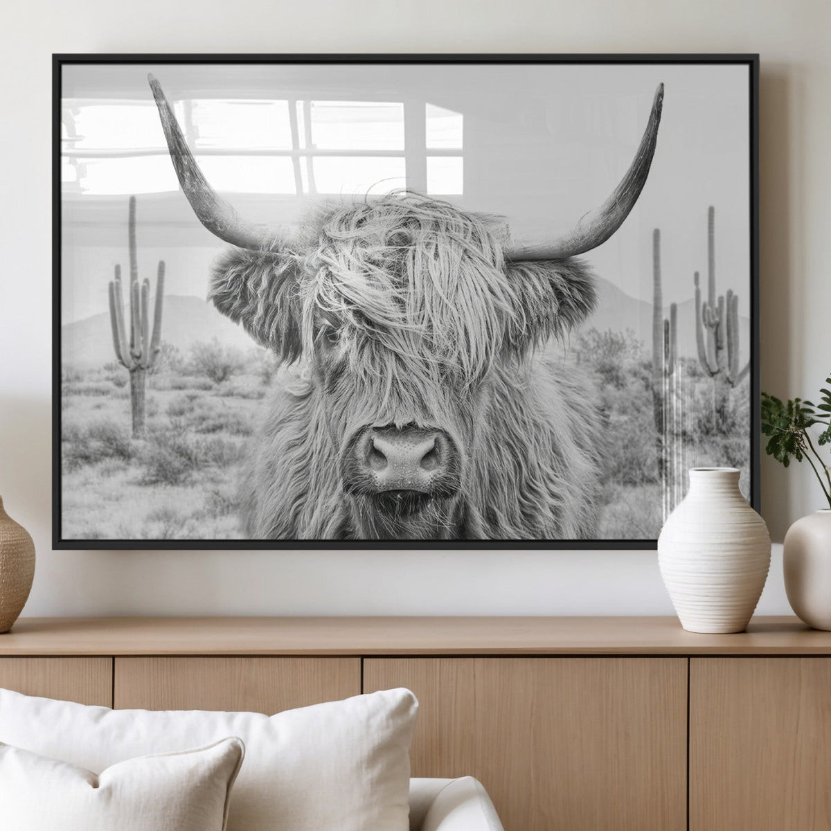 Rustic Charm | Cow Longhorn Black White Bighorn Wall Art