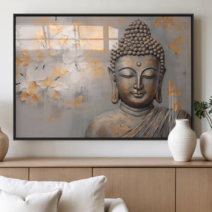 Abstract Buddha Statue Wall Art Canvas Print - Modern