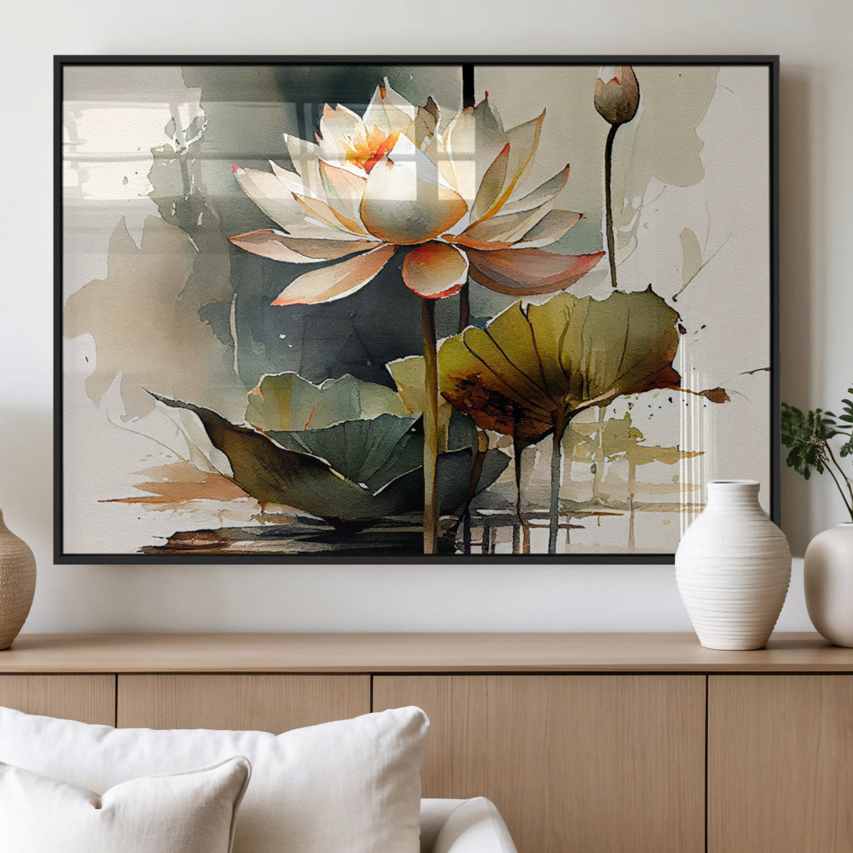 Lotus Flower Watercolor Canvas Print – A Symbol of Serenity