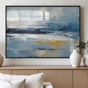 Abstract Ocean Canvas Wall Art - Coastal Blue and Gold