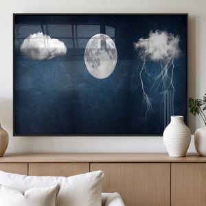 Dark Blue Cloud Art, 3 Piece Indigo Blue Wall Art, Aesthetic