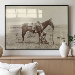 Cowboy Wall Art - Western Horse Canvas Print - Vintage