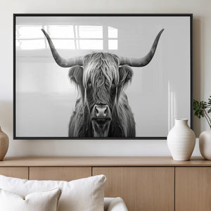 Highland Wall Art Canvas Print – Minimalist Black and White