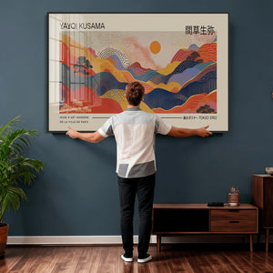 Yayoi Kusama Landscape Canvas Print, Vibrant Floral Mountain