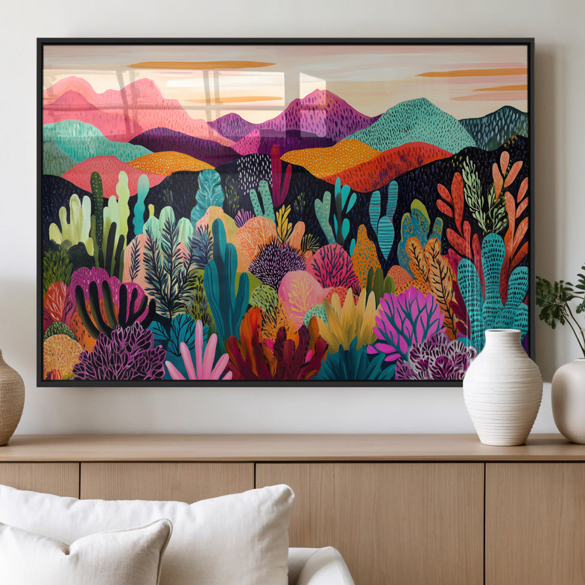 Abstract Kusama Print - Landscape Canvas Wall Art Print -