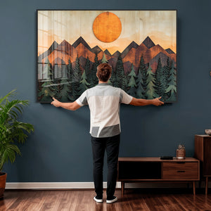 Sunset Mountain Landscape Canvas Wall Art Print - Nature