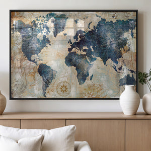 World Map Canvas Print – Framed Wall Art for Couples,