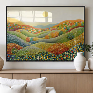 YAYOI KUSAMA Colorful Dot Art Landscape Canvas - Framed