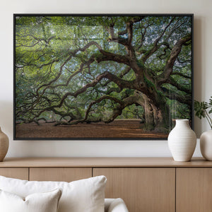 Historic Tree Wall Art – Framed Mossy Branch Canvas Artwork,