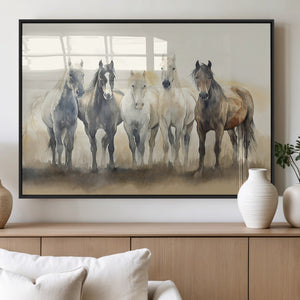 Wild Horses Wall Art Canvas Print, Framed Running Horses Art