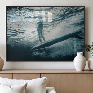 Underwater Surf Wall Art – Framed Ocean Wave Canvas Artwork,