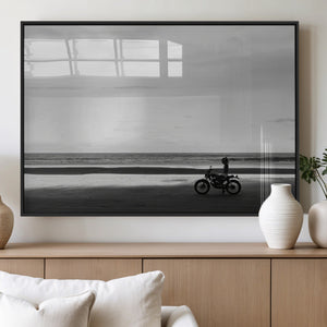 Motorcycle Beach Wall Art Canvas Print – Framed Vintage