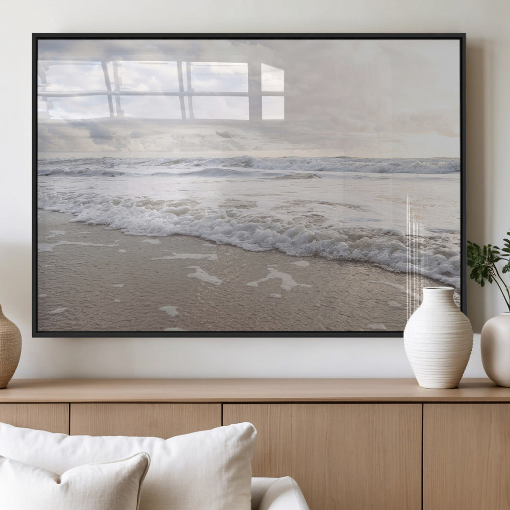Ocean Waves Wall Art Canvas Print – Framed Coastal Shoreline