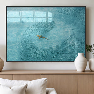 Fish Swarm Wall Art Canvas Print – Framed Marine Life Art