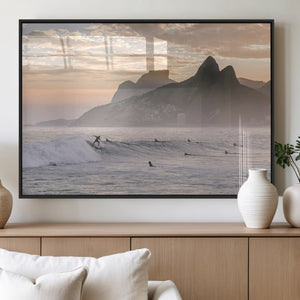 Sunset Surfing Wall Art Canvas Print – Framed Misty