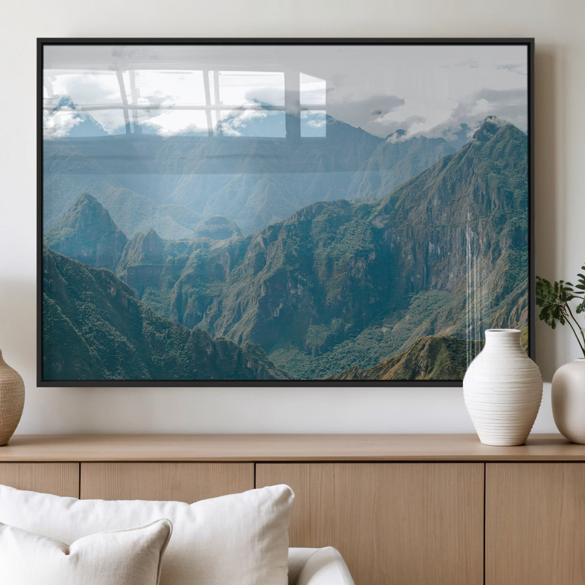 Misty Mountain Wall Art Canvas Print – Framed Cloudy Andean