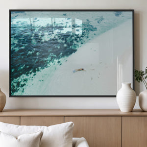 Minimal Beach Wall Art Canvas Print – Framed Ocean Swimming
