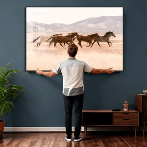 Wild Horse Wall Art Canvas Print – Framed Rustic Western Art