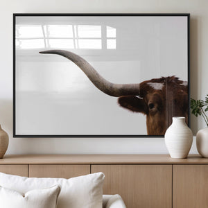 Texas Longhorn Wall Art Canvas Print – Framed Minimalist Cow
