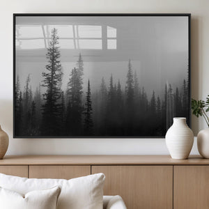 Misty Pines Wall Art Canvas Print – Framed Woodland