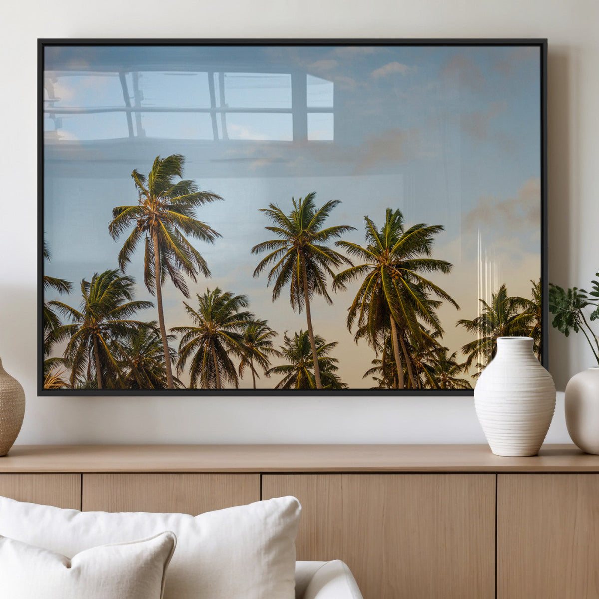 Palm Trees Wall Art Canvas Print – Framed Tropical Vibes Art