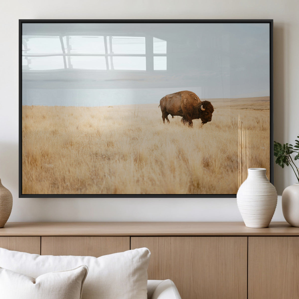Buffalo Wall Art Canvas Print – Framed Western Wildlife