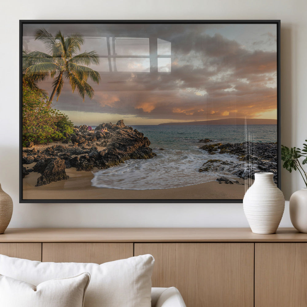 Tropical Beach Wall Art Canvas Print, Vibrant Hawaiian