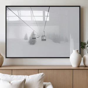 Ski Lift Wall Art Canvas Print – Snowy Alpine Landscape