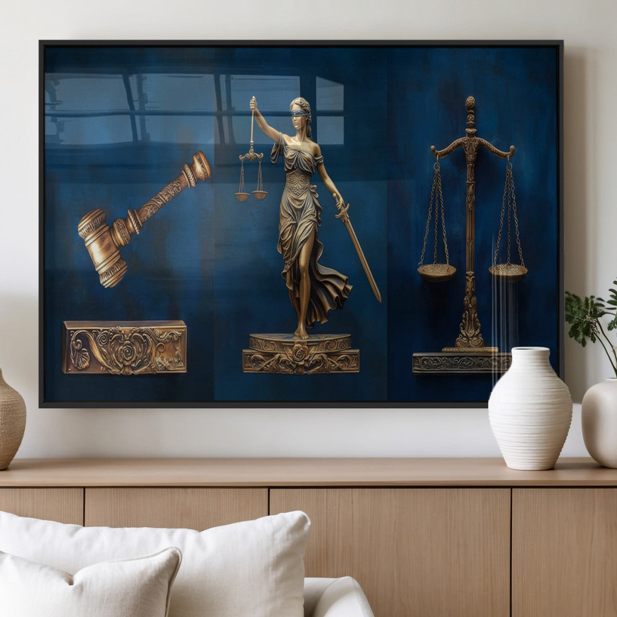 Lady Justice Wall Art Canvas Print – Elegant Gold Legal