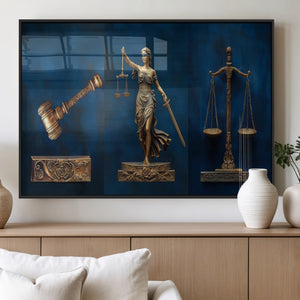 Lady Justice Wall Art Canvas Print – Elegant Gold Legal
