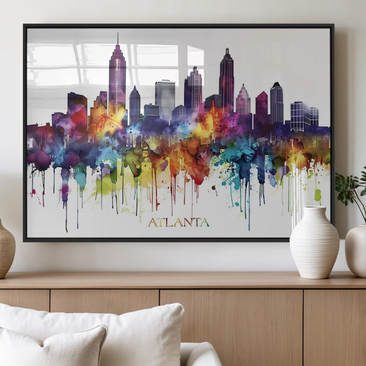 Atlanta Skyline Wall Art Canvas Print – Framed Colorful