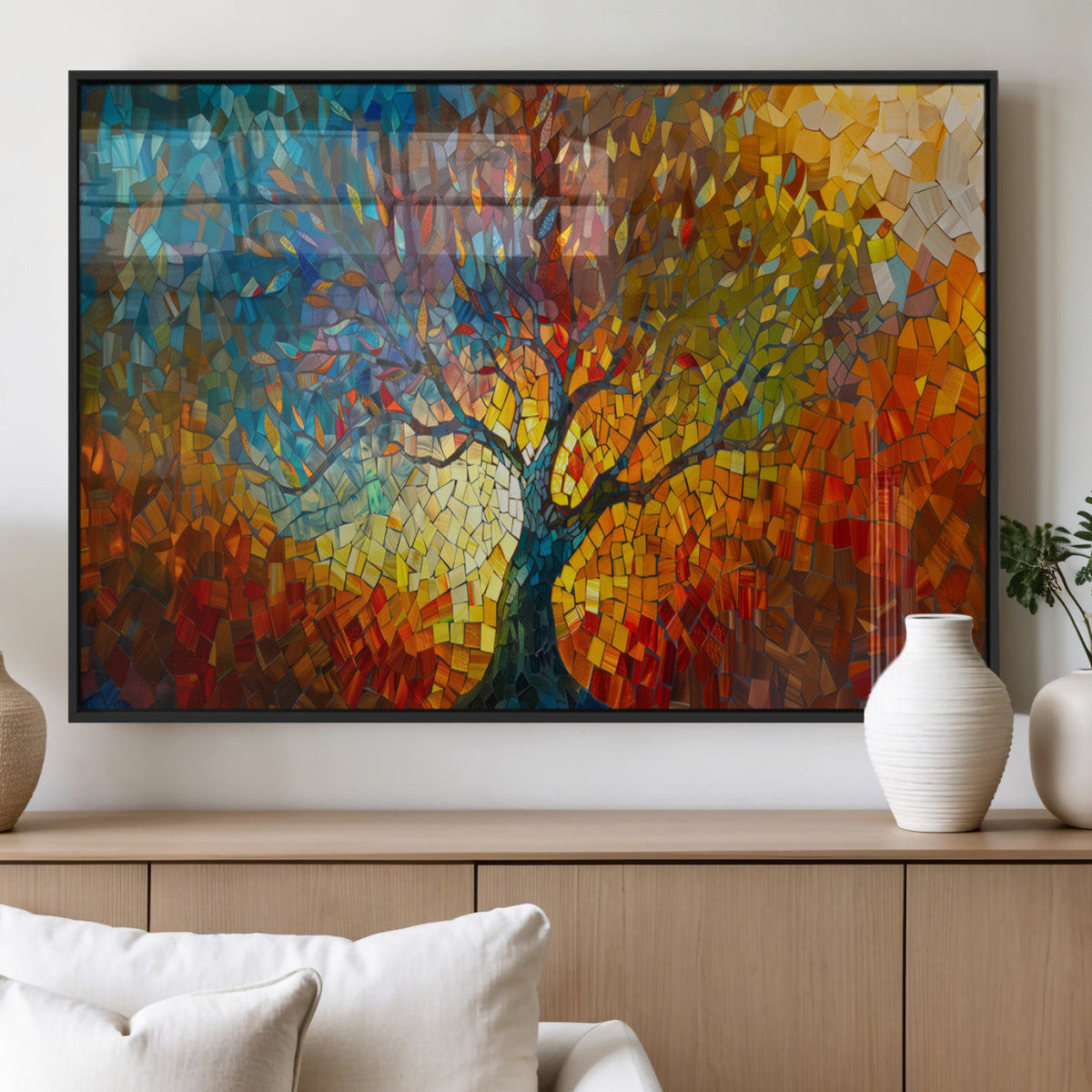 Yggdrasil Tree of Life Mosaic Stained Glass Wall Art, Tree